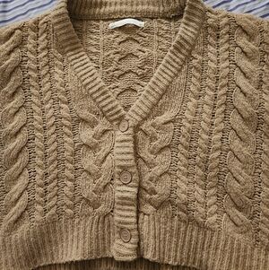Teddy Brown Cropped Cardigan